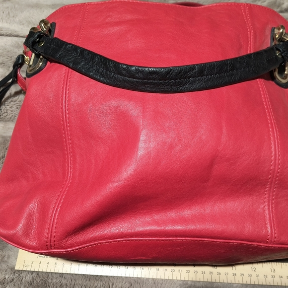 Handcrafted Italian Leather Lavorazione Artigianale Red Black Bag *DESCRIPTION* - Picture 7 of 16